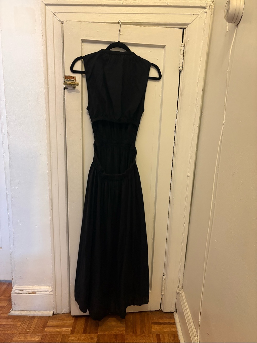Mango Sleeveless Black Maxi Dress with Gathered Waist - Picture 2 of 5